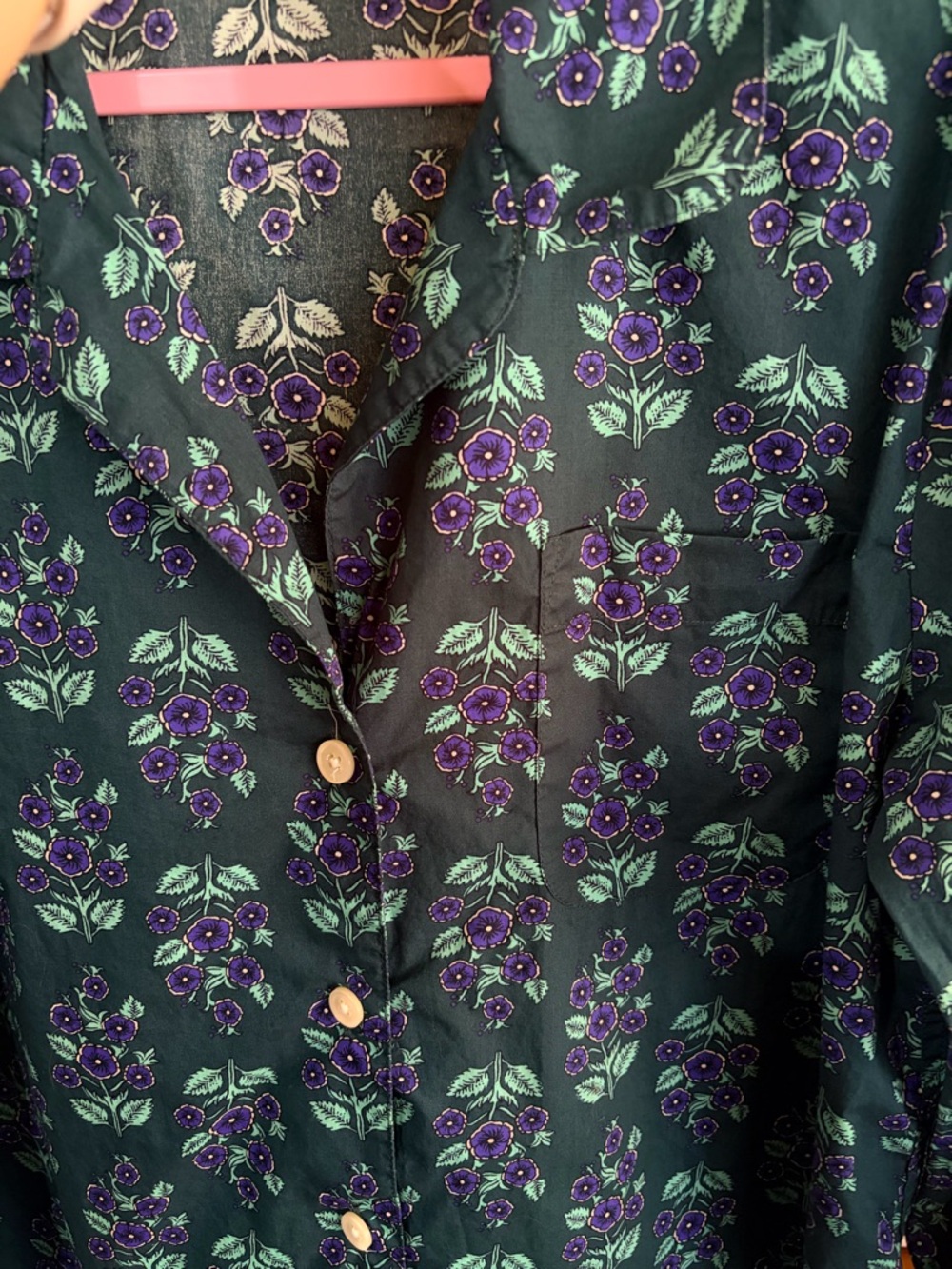 Jcrew Floral Button Down Cotton Blouse Size M Spring Summer Boho Casual - Picture 6 of 6